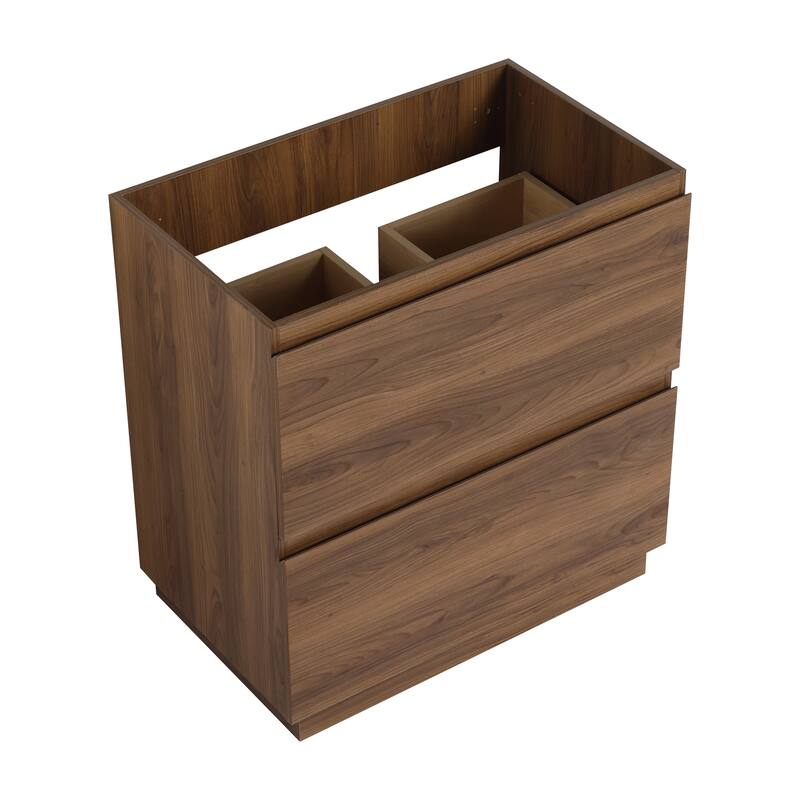 Modern 24" Bathroom Vanity with Double Drawers, Freestanding Cabinet in Oak, Easy Assembly - 29.13in L Engineered Wood - 29.13in L Brown