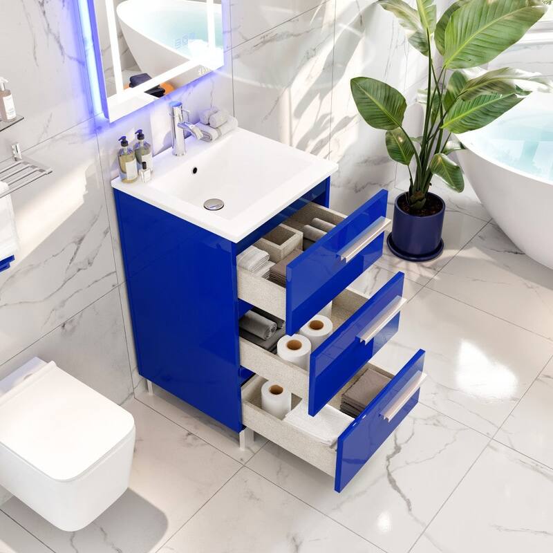 Eviva Deluxe 24"W Bath Vanity with White Porcelain Integrated Sink