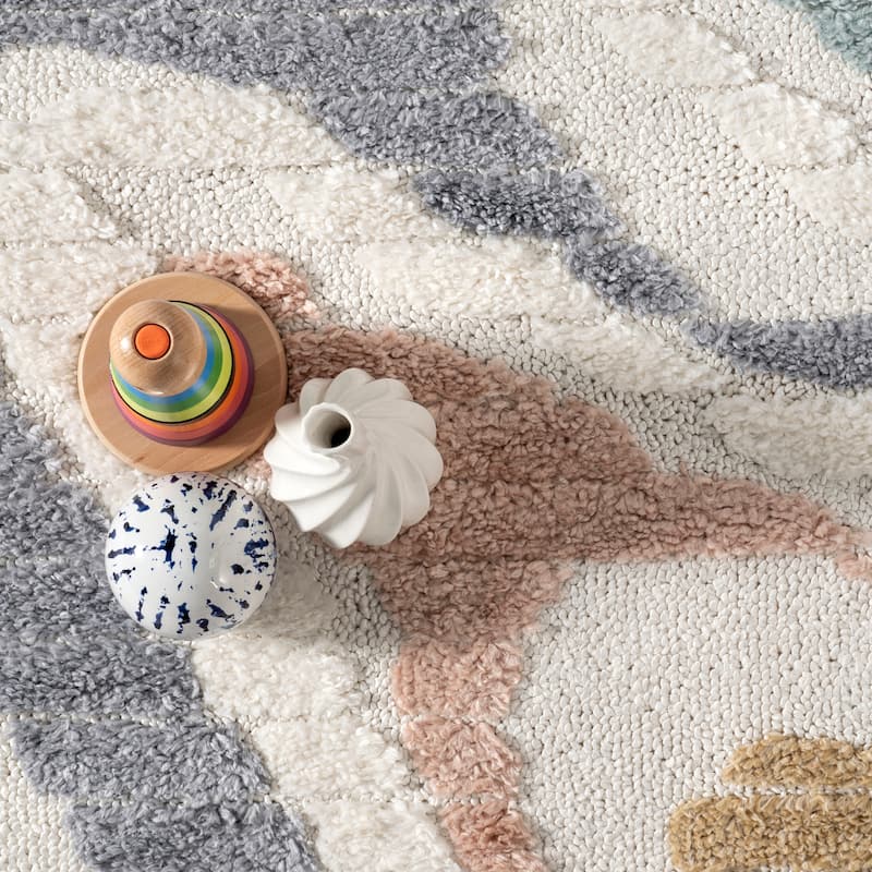 Nuloom Abstract Striped Kids Tassel Area Rug