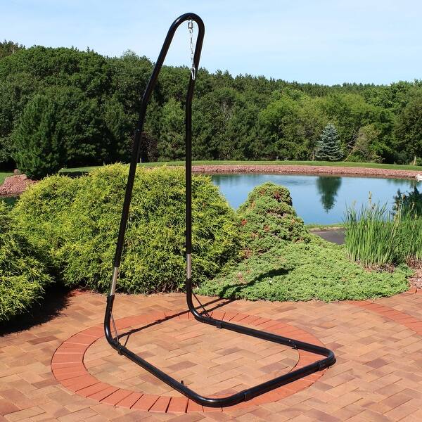 Shop Sunnydaze Adjustable Heavy Duty Hammock Chair Stand Steel Adjusts Up To 93 Black Black Onyx Overstock 11635673