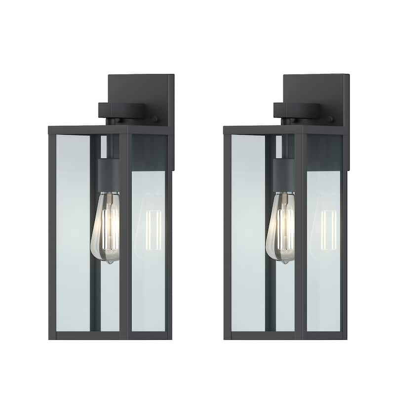 1-Light 17.25'' H Matte Black Outdoor Wall Lantern Sconce with Dusk to Dawn - Black