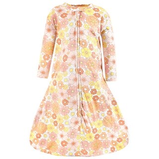 Hudson Baby Infant Girl Long Sleeve Cotton Jersey Sleeping Bag, Sack, Blanket, Peace Love and Flowers