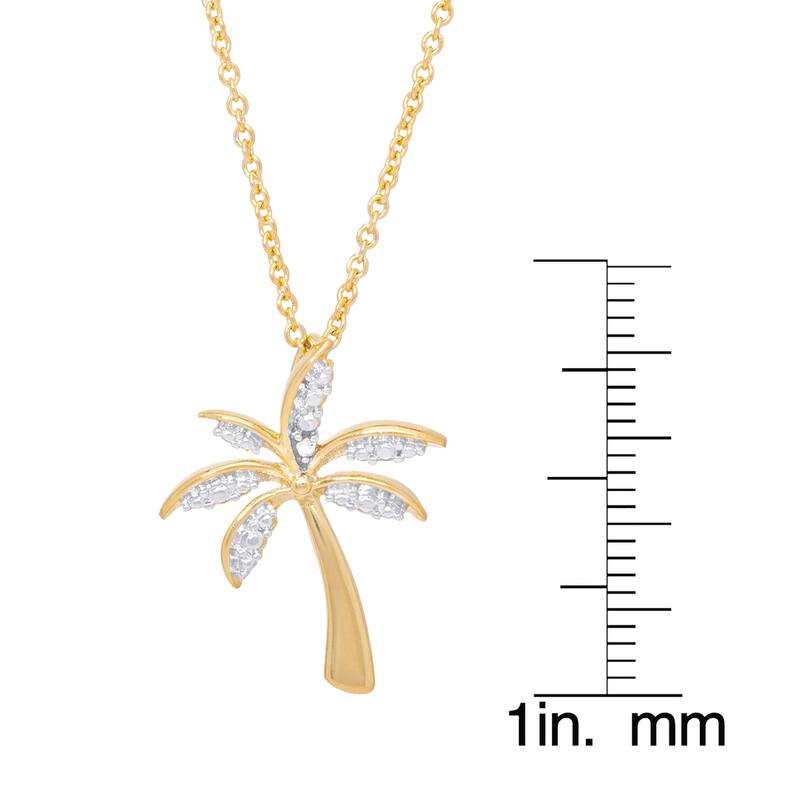 Victoria Townsend Gold Plated Cubic Zirconia Palm Tree Pendant-18"