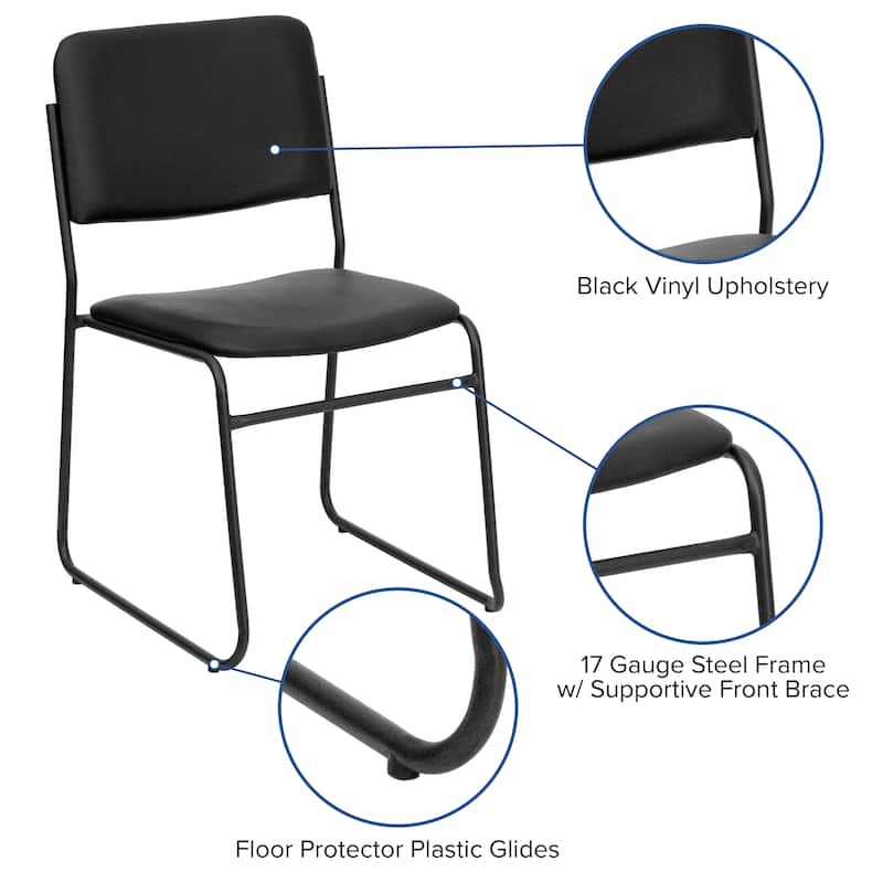 5 Pack 500 lb. Capacity High Density Stacking Chair - 23"D x 18.75"W x 32.25"H
