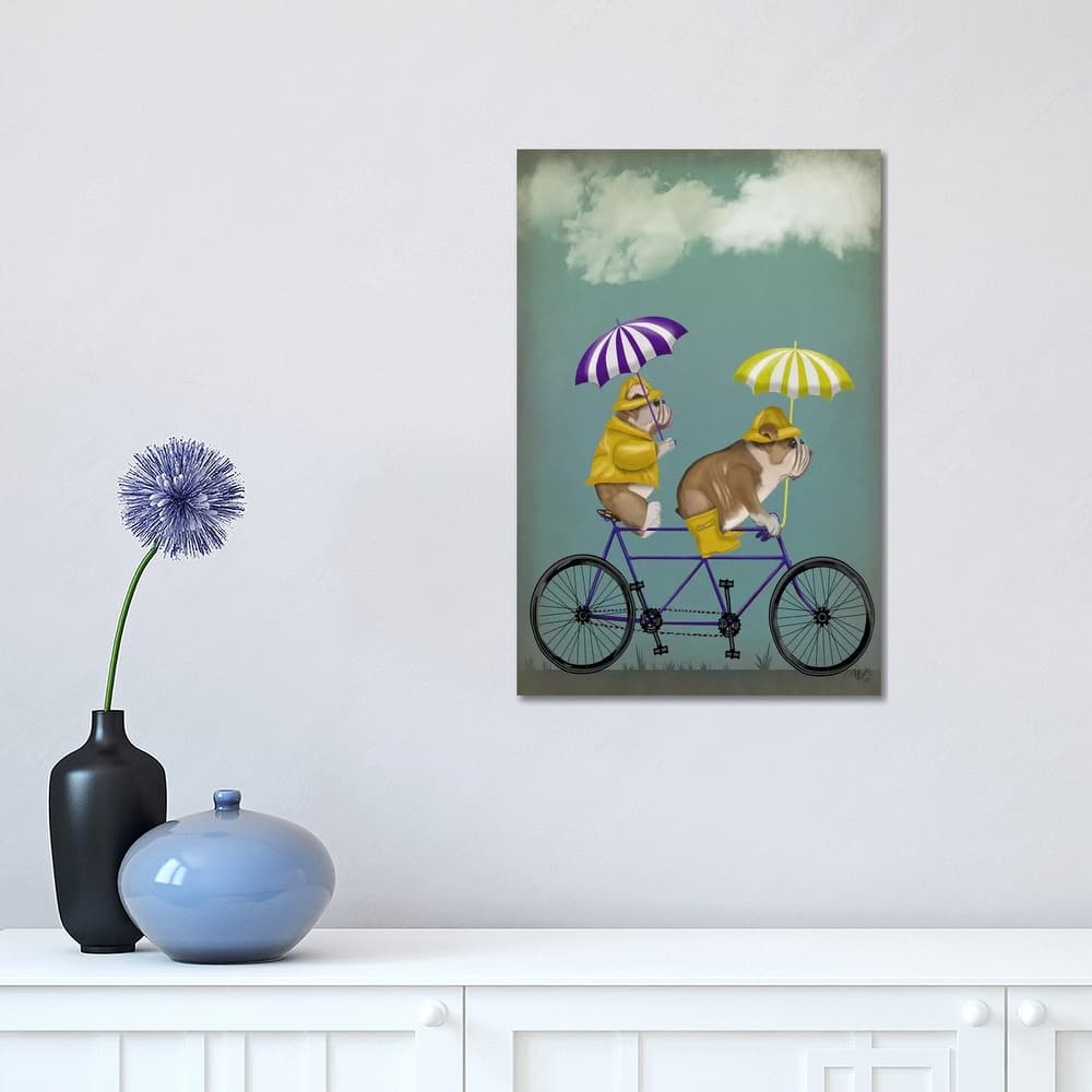 iCanvas "English Bulldog Tandem" by Fab Funky Canvas Print