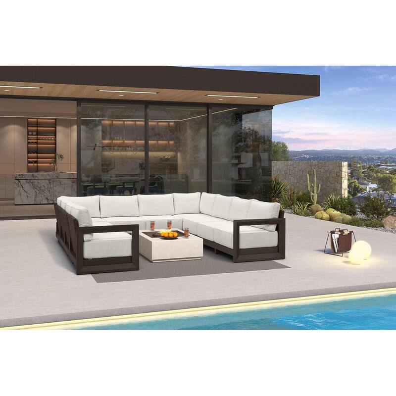 PURPLE LEAF Caesar white Sofas Sectionals 4-18 Piece with 9.6" Thick Cushion for Yard Porch Deck Outdoor Patio Conversation Sets - 10 Seats - U-shaped