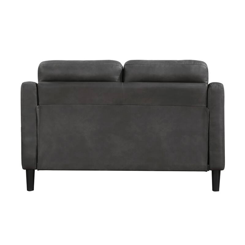Gray Polished Microfiber Upholstered 1Pc Loveseat Button Tufted Contoured Arms Solid Wood Frame Casual Living Room Furniture