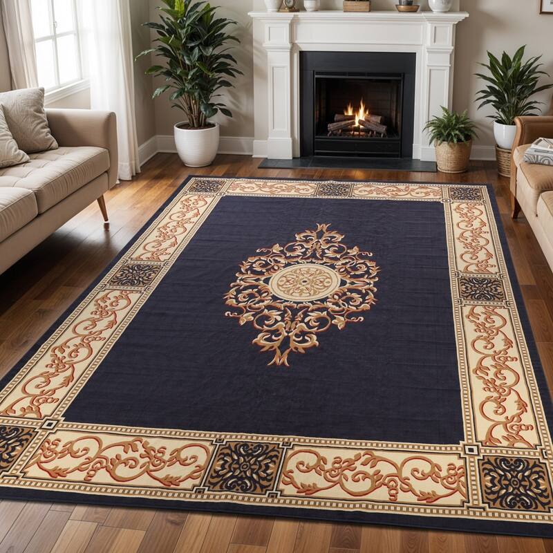 Superior Oversized Medallion Modern Bohemian Indoor Runner or Area Rug - 12' x 15' - Royal Purple