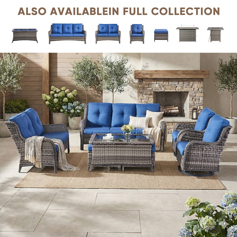 Pocassy Outdoor Patio Wciker Sofa Furniture Set of Chair Table.
