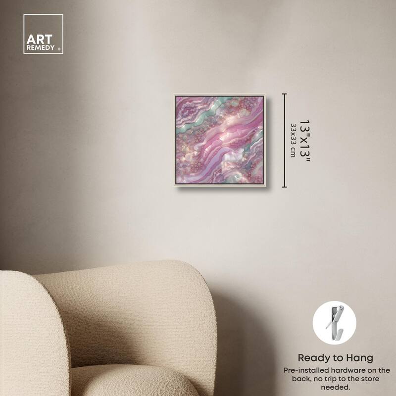 Pink and Mint Crystal I Canvas by Art Remedy
