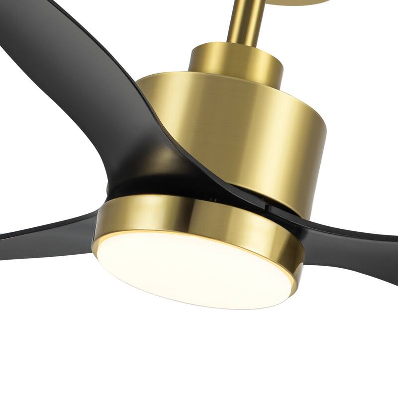 52"/42" Black/Gold LED Ceiling Fan with Lights Remote(3-Blade)