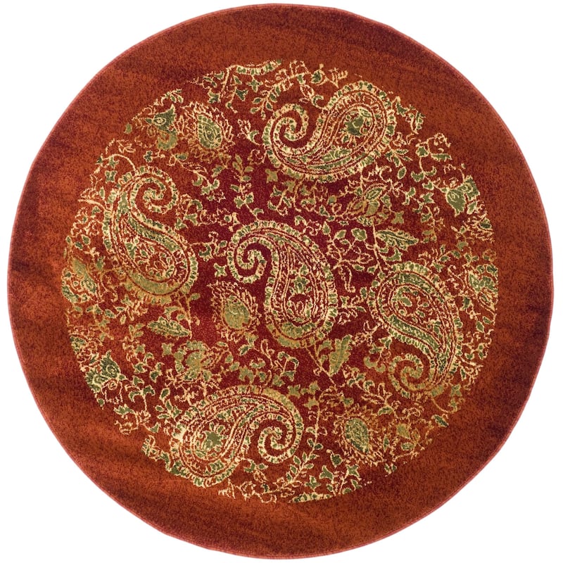 SAFAVIEH Lyndhurst Herlinda Traditional Oriental Paisley Rug - 8' Round - Red/Multi