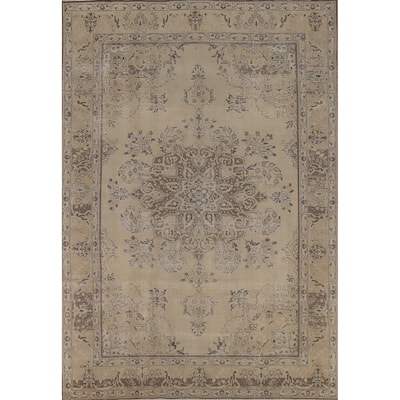 Distressed Tabriz Persian Vintage Area Rug Handmade Wool Carpet - 7'10"x 11'2"