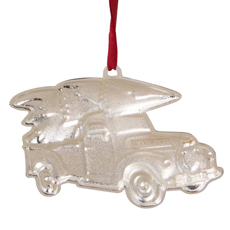 Country Pick Up Truck with European Crystals Christmas Ornament - 3.5" - Red and Green - 2.75"