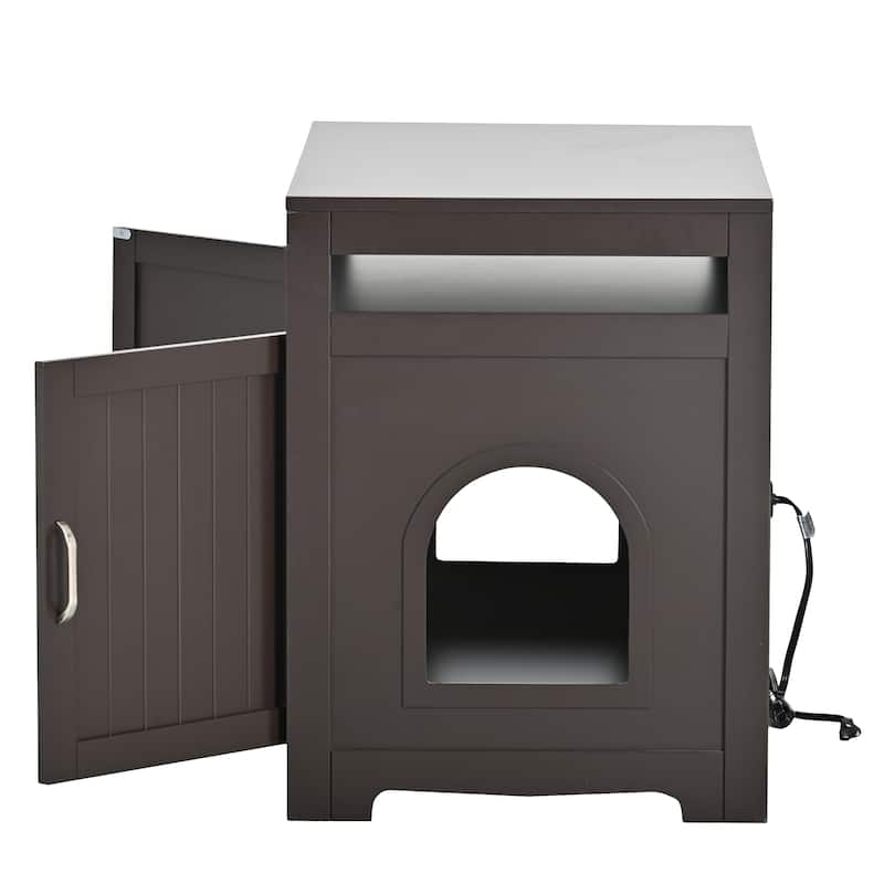 Cat Litter Box Enclosure with 2 Doors and Hidden Plug,Espresso