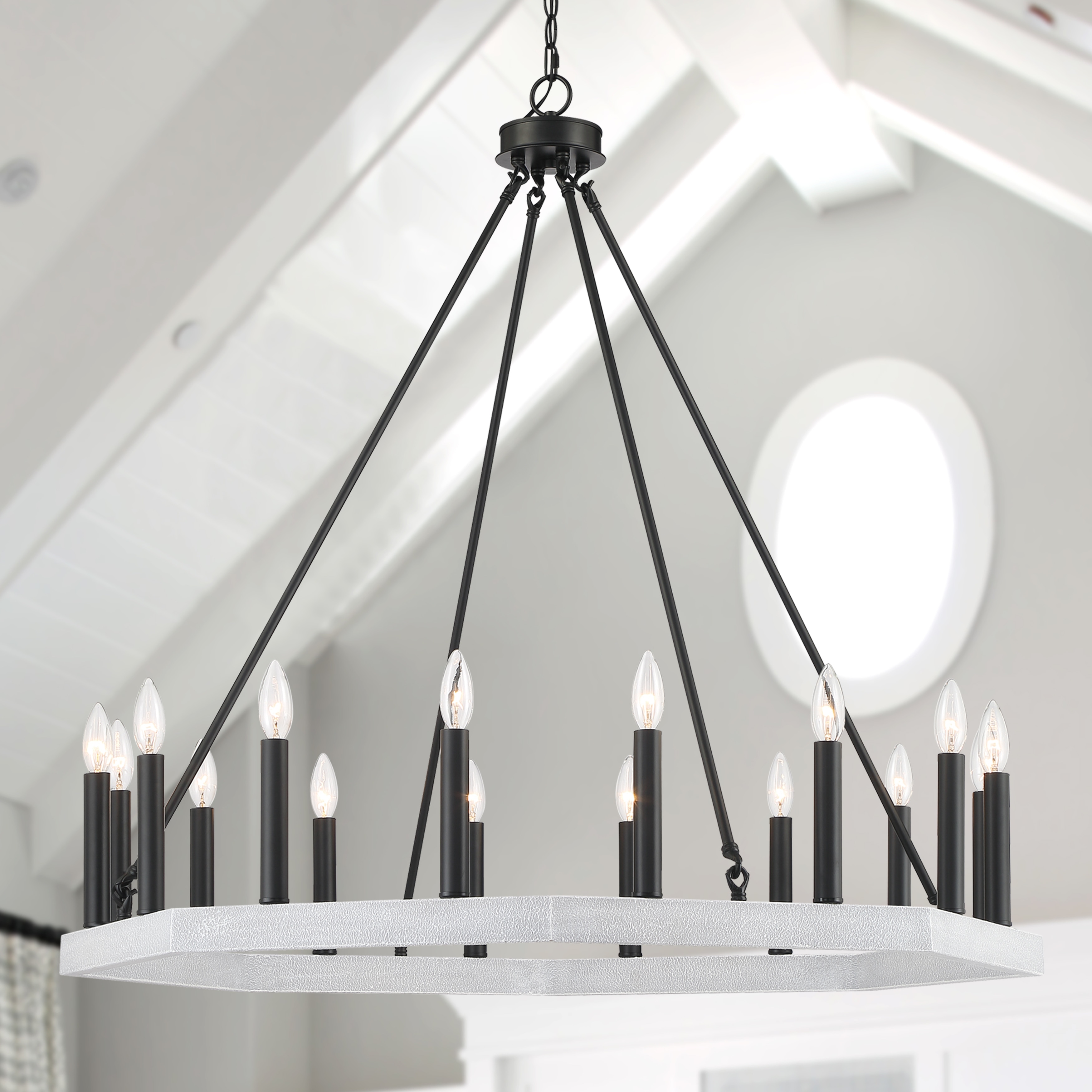 The gray barn wagon wheel chandelier top