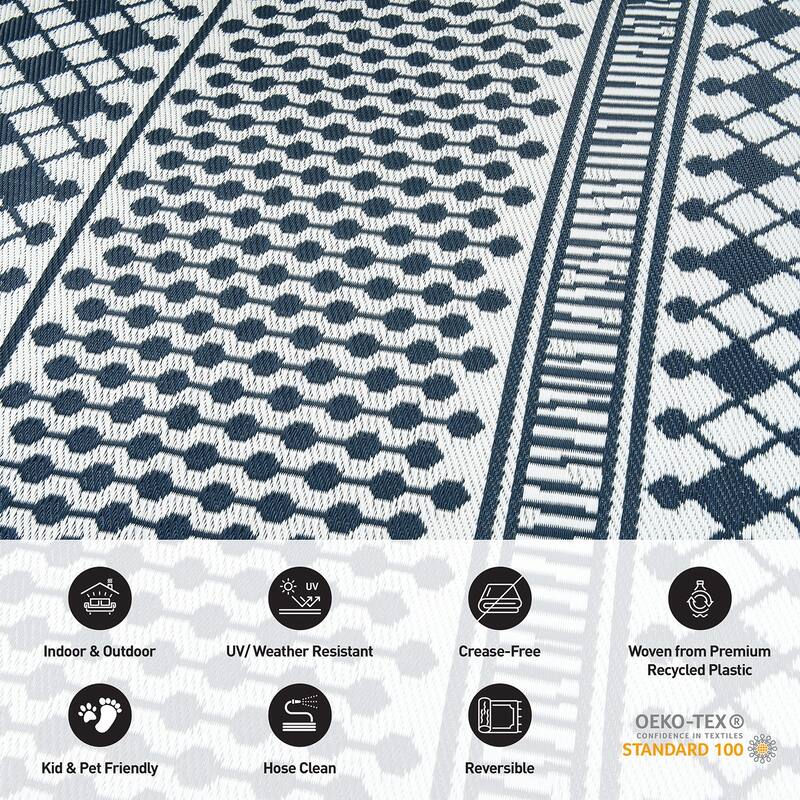 World Rug Gallery Contemporary Bohemian Geometric Reversible Recycled Plastic Outdoor Rugs