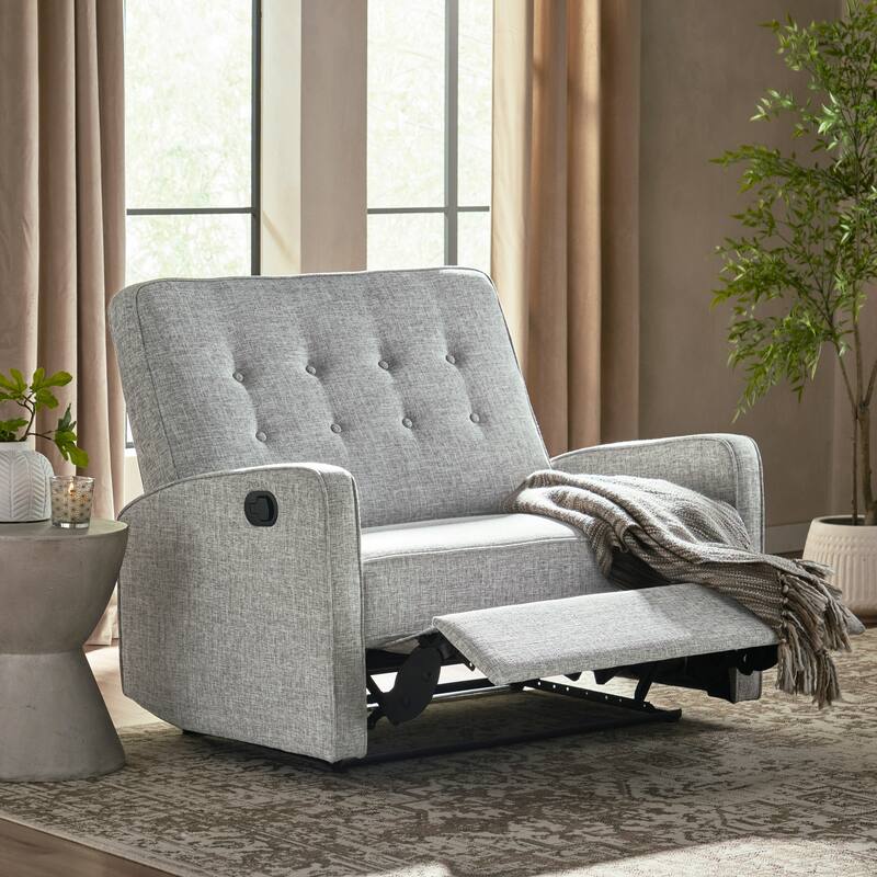 Roomfitters 47 Inch Wide Manual Standard Recliner Chair with Plush Seat - Light Grey