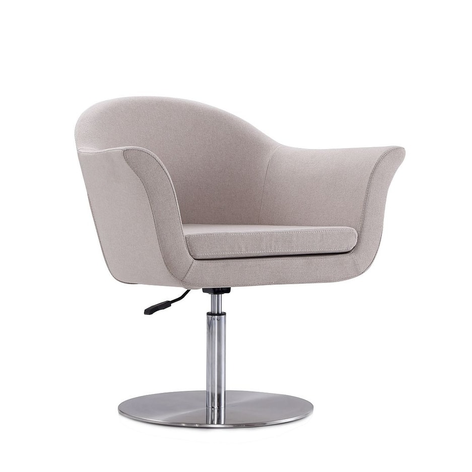 Manhattan Comfort Voyager Brushed Metal Woven Swivel Adjustable Accent Chair