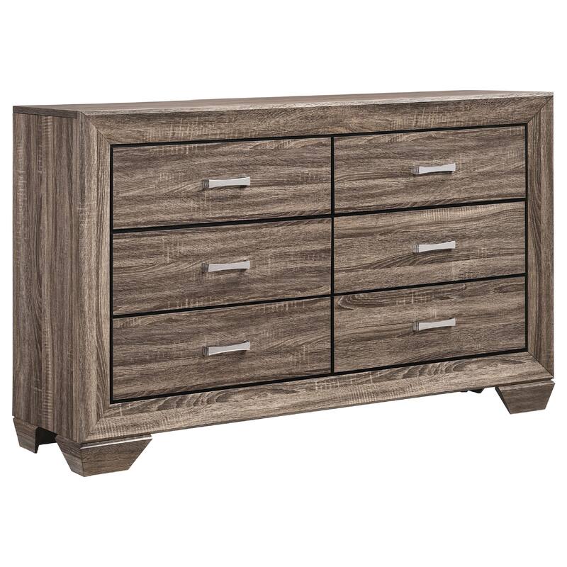 Bello 4pc Queen Bedroom Set, Transitional Washed Taupe Brown n Black