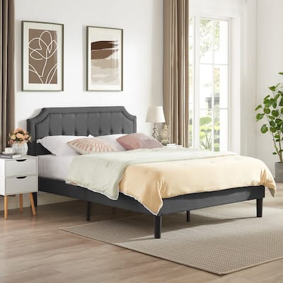 VECELO Upholstered Platform Bed Frame with Adjustable Headboard