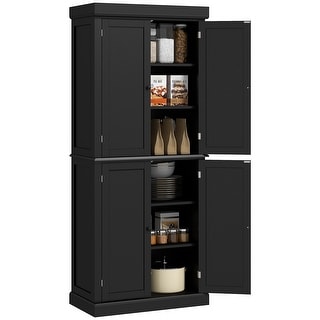 Kitchen Storage Cabinet with 4 Doors and Adjustable Shelves for Dining Room