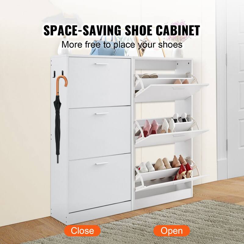 Shoe Cabinet with Flip Doors for Entryway Living Room Organization - 23.62 x 9.33 x 47.24 inch