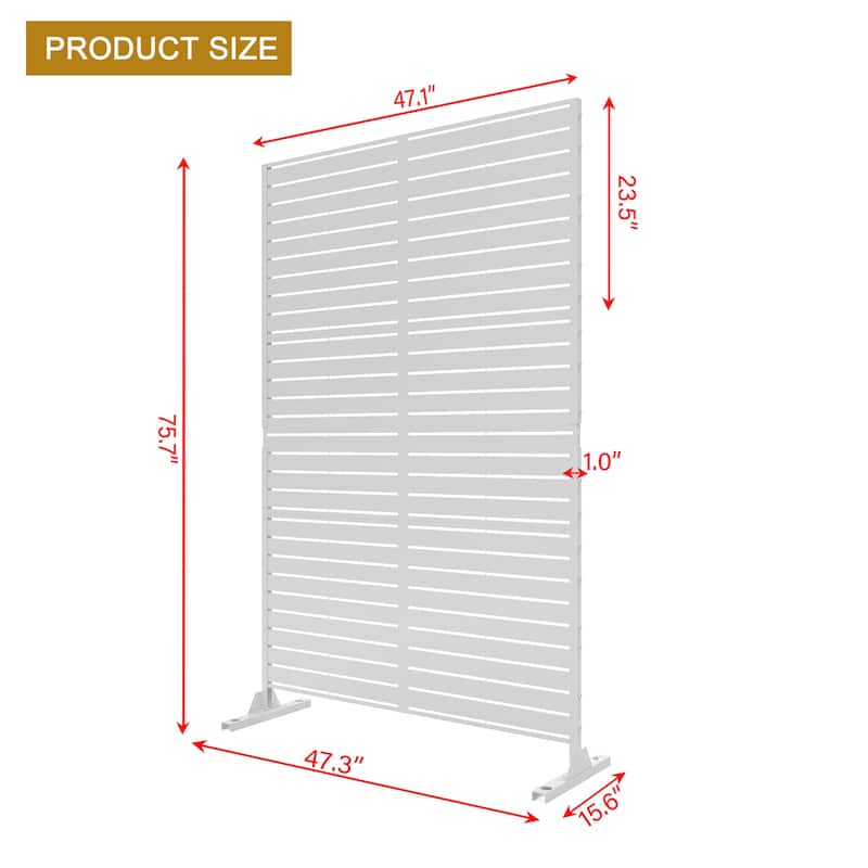 Outdoor 76''H Metal Privacy Screen Panel Free Standing