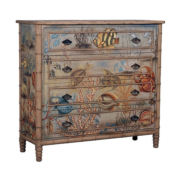 GuildMaster 641709 Island Cottage 52" Wide 4 Drawer Mahogany Chest - Original Art