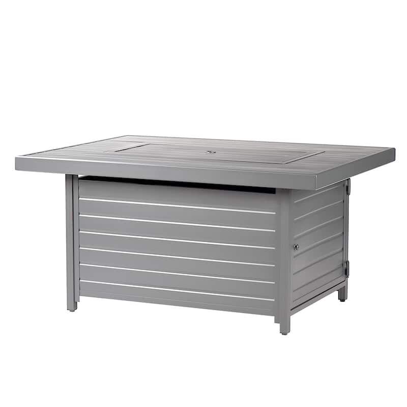 Rectangular 48 in. x 36 in. Aluminum Propane Fire Pit Table, Glass Beads, Two Covers, Lid, 57,000 BTUs - N/A