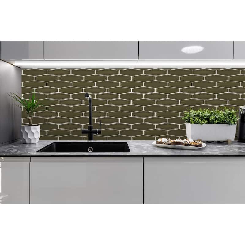 Honeycomb 1.5" x 4.9" Glossy Porcelain Mosaic Tile