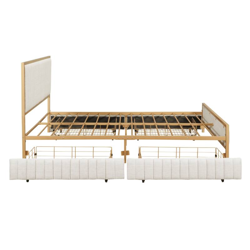 Superior Quality Metal Platform Bed Frame with 4 Drawers Storage Bed