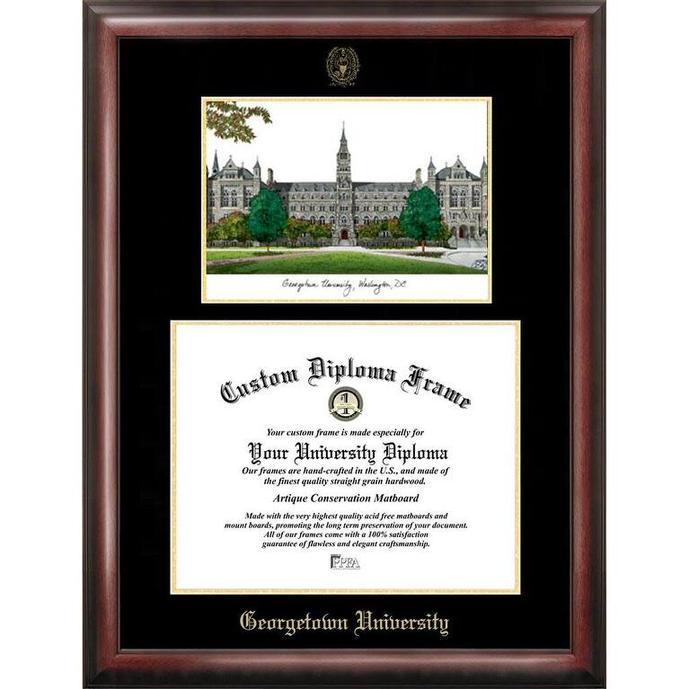 Georgetown University 17w x 14h Gold Embossed Diploma Frame with Campus Images Lithograph