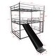 preview thumbnail 3 of 4, Black Twin Metal House Loft Bed with Slide & Ladder