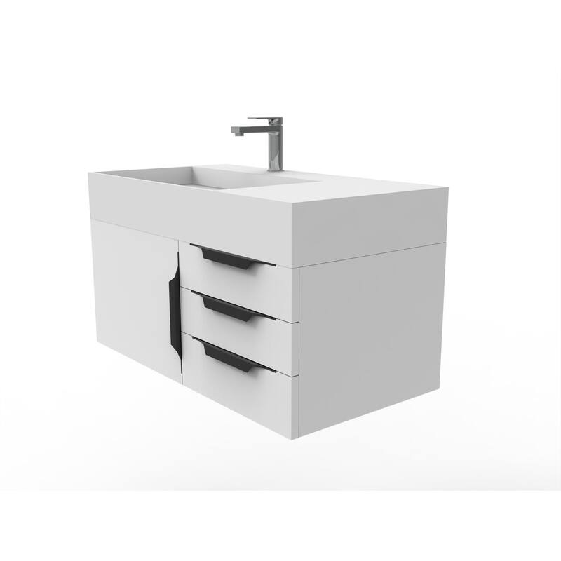 Amazon 36" Wall Mounted Bathroom Vanity Set w/ White Top