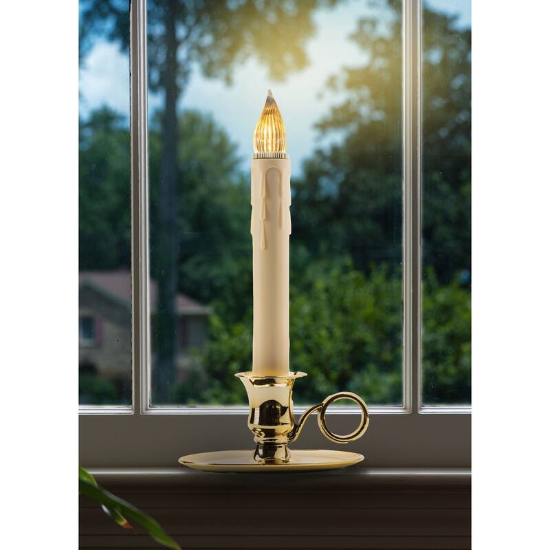 LED Window Candles with Sensor - 9" - Beige - Set of 4