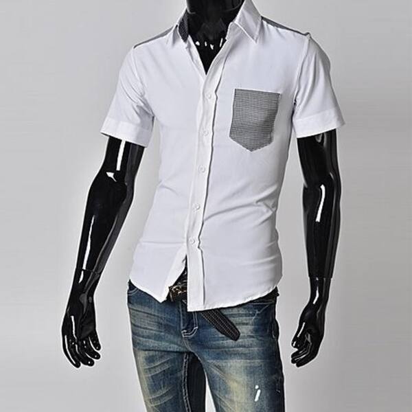 Shop Stylish Fashion Mens Shirts Plaid Pocket Designer Slim Fit