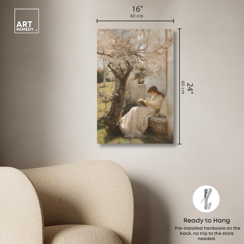 Reading With Her Cat Canvas by Art Remedy, Gallery Wrapped