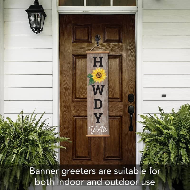 Howdy Indoor/Outdoor Vinyl Hanging Entryway Sign Made in the USA Reusable Easy Wipes Clean Easy Storage