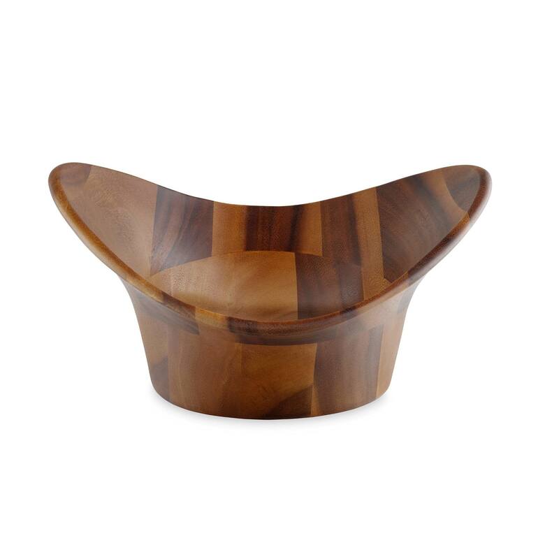 Nambe Ripple Salad Bowl with Servers - 15.5" L x 12" W x 6" H