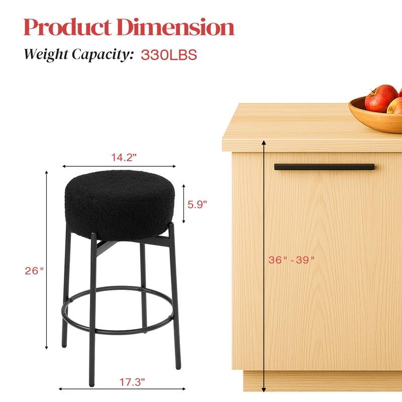 24/26 - Inch Swivel Bar Stools with Teddy Fleece Seat and Powder