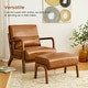 preview thumbnail 44 of 50, Glitzhome 24.5"W Leatherette Accent Stool With Walnut Rubberwood Legs