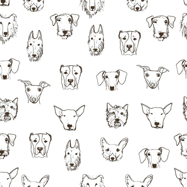White Dog Animal Fabric Removable Wallpaper 8280