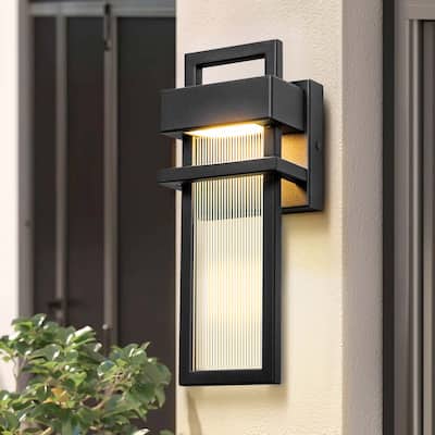 Modern 12 in. LED Waterproof Outdoor/ Indoor Wall Light with Acrylic - 5.12"W x 3.54"D x 12.20"H