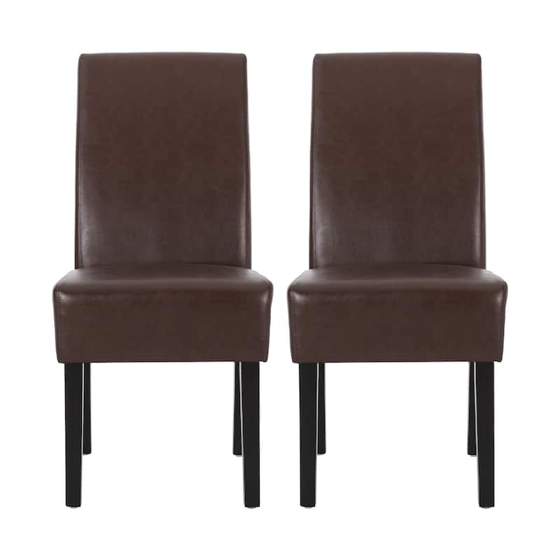 Serie Dining Chair Set of 2, Rubberwood, Dark Brown Faux Leather