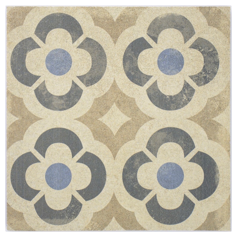 Cruz Bay Studio MKT61123 Seville - 8" x 8" Encaustic Floor and Wall - Sepia Matte