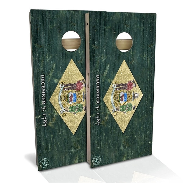 slide 2 of 9, Delaware Flag Outdoor Cornhole Board Set Backyard 2x4 - NO Accessories