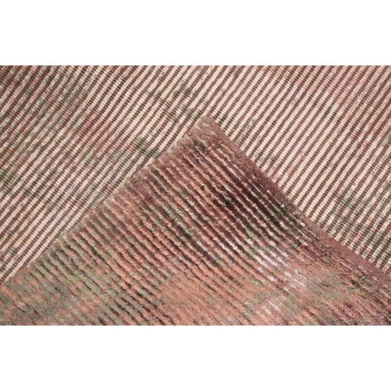 Hand Knotted Oriental Viscose Silk Carpet Modern Abstract Oranges & Rust Abstract Area Rug - 7' 10'' X 5' 11''
