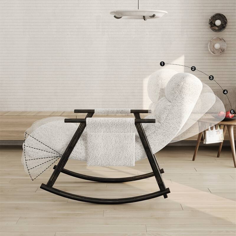 Folding Rocking Upholstered Chair with Adjustable Back and Footrest