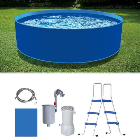 Blue Wave Round Cobalt Steel Wall Pool Package (12 ft.) - 12-ft Round